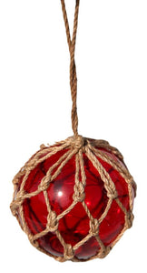 Red glass hanging traditional fishing float ornament with LED lights