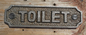 Vintage Cast Iron Toilet bathroom door wall plaque sign
