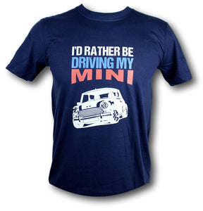 I'd rather be driving my mini T shirt - Dark blue large 42"/44"