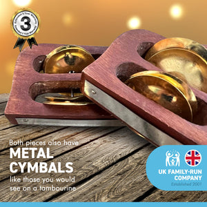 Pair of wooden kartal hand cymbals