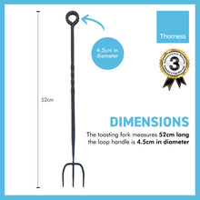 Load image into Gallery viewer, 52cm long Enamelled Fireside Toasting Fork | Made from premium quality heavy Cast Iron with a black finish | Toasting fork for log burners | Toasting fork for open fires | 20 inches long
