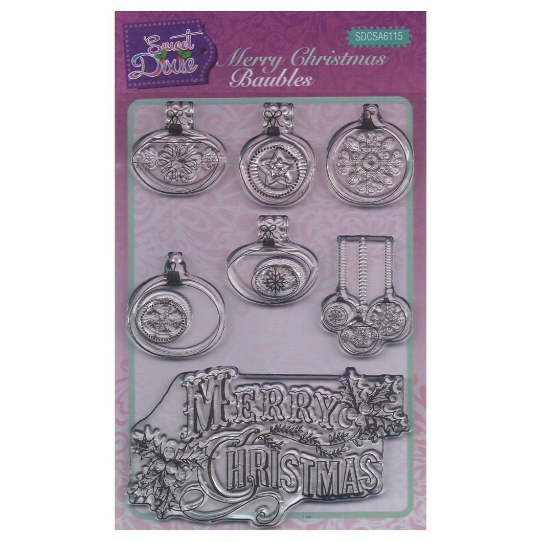Sweet Dixie A6 Clear Stamp Set - SDCSA6115 Merry Christmas Baubles