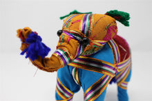 Load image into Gallery viewer, Blue Colourful Fabric Free Standing Elephant Ornament
