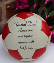 Load image into Gallery viewer, Free standing Red special Dad football memorial plaque with inspirational verse
