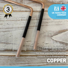 Load image into Gallery viewer, COPPER DOWSING DIVING RODS with Handles and INSTRUCTIONS for use | Spiritual Rods | Ghost Hunting Rods | Water Hunting Rods
