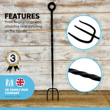 Load image into Gallery viewer, 52cm long Enamelled Fireside Toasting Fork | Made from premium quality heavy Cast Iron with a black finish | Toasting fork for log burners | Toasting fork for open fires | 20 inches long
