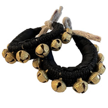Load image into Gallery viewer, Pair of Classical Indian Ghungroos | Ankle bracelets | Black padded strap | Bhangra Kathak Dances | Anklets | Wedding Favours | Bollywood anklet | Ankle Foot Bracelet | Musical accessory
