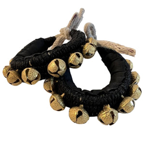 Pair of Classical Indian Ghungroos | Ankle bracelets | Black padded strap | Bhangra Kathak Dances | Anklets | Wedding Favours | Bollywood anklet | Ankle Foot Bracelet | Musical accessory