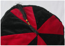 Load image into Gallery viewer, Red and Black Large cotton smoking / thinking / lounging cap with tassel
