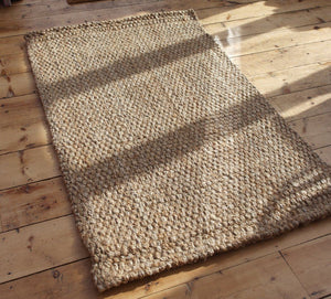 Hand-woven beige natural fibre jute rug- 120cm x 180cm