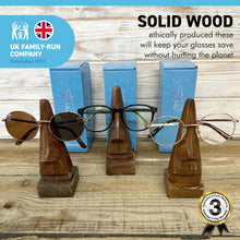 Load image into Gallery viewer, SET OF THREE Gift Packaged GLASSES HOLDERS | SPECTACLE STAND | Gift for any occasion | Home or office accessory | Hand finished quality ETHICALLY SOURCED solid wood
