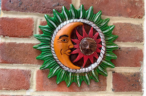 Mexican Barro Style Large Sun and Moon Plaque