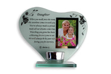 Load image into Gallery viewer, Special Daughter Memorial Plaque with Inspirational poem, candle and glass photo holder
