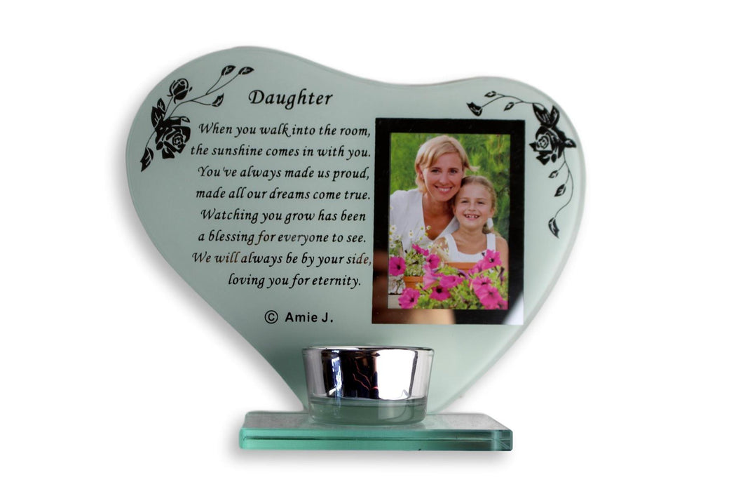 Special Daughter Memorial Plaque with Inspirational poem, candle and glass photo holder