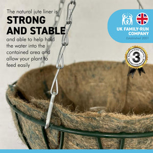 12 Inch | 30cm | Jute Hanging basket Liner | Bowl shaped | help reduce water loss | hold up to 5 times their own weight in water | Pre-cut slits