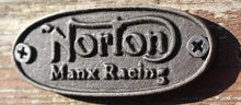 Load image into Gallery viewer, Cast Iron Oval Norton Manx Racing Plaque
