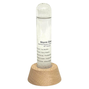 FITZROY STORM GLASS WEATHER PREDICTION DESK ORNAMENT | Weather forecaster | Weather station |barometer | science ornament | weather predicting storm glass with wooden stand | 14 cm x 6 cm x 6 cm