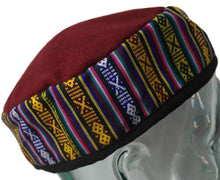 Load image into Gallery viewer, Red Medium size Tibetan Trim smoking / thinking / lounging cap
