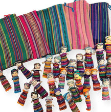 Load image into Gallery viewer, Set of 50 Guatemalan handmade Worry Dolls with 5 colourful crafted storage bags | Worry Dolls for Girls | Worry Dolls For Boys | Anxiety Dolls | Worry Doll | Guatamalan Doll
