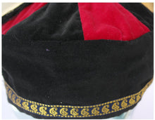 Load image into Gallery viewer, Red and Black Medium cotton smoking / thinking / lounging cap with tassel

