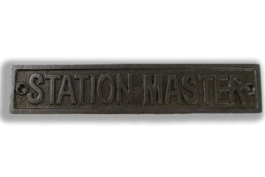 Cast Iron antique style Station Master Door Wall Train Plaque