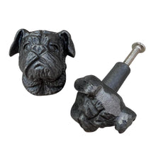 Load image into Gallery viewer, Pack of 2 CAST IRON CUTE TERRIER DOG DRAWER KNOBS for Kitchen cupboards | Cast Iron Antique style finish | Vintage charm meets modern functionality | 3.5cm wide x 2cm depth

