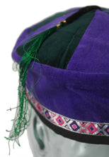 Load image into Gallery viewer, Large mauve Tibetan trim smoking / thinking / lounging cap with tassel
