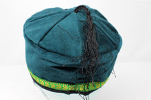 Load image into Gallery viewer, Green Tibetan Trim Smoking lounge Cap with Tassel Medium
