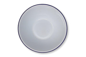 White Enamel Blue Rim Pudding Bowl Oven Tin Dish 20CM